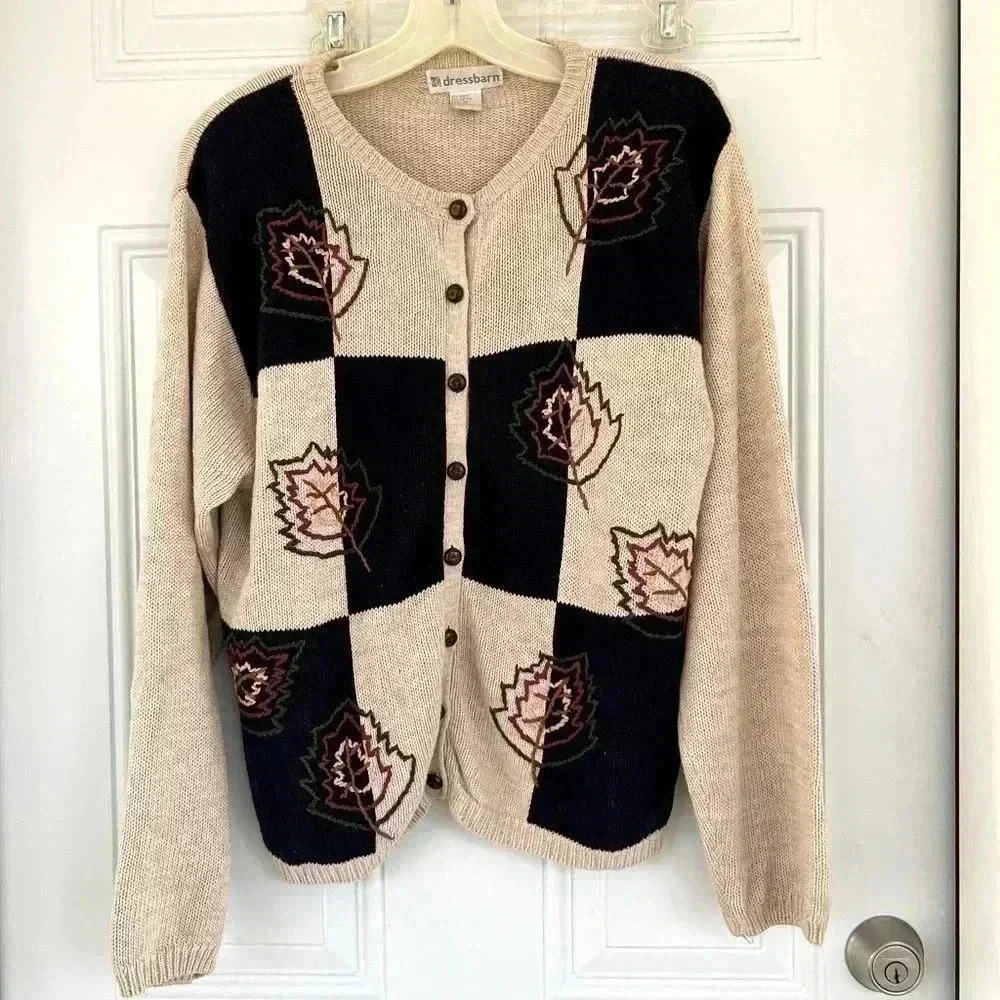 Vintage Dressbarn Fall theme cardigan sweaters size M